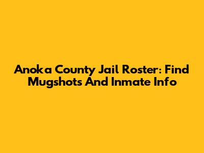 Anoka County Jail Roster: Find Mugshots And Inmate Info