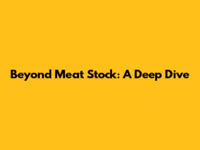 Beyond Meat Stock: A Deep Dive