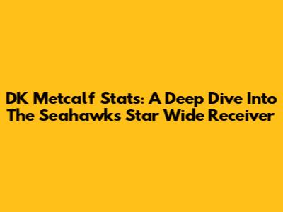 DK Metcalf Stats: A Deep Dive Into The Seahawks' Star Wide Receiver