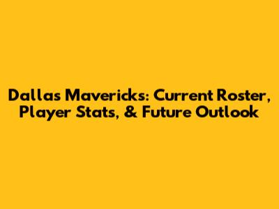 Dallas Mavericks: Current Roster, Player Stats, & Future Outlook