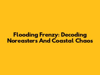 Flooding Frenzy: Decoding Nor'easters And Coastal Chaos